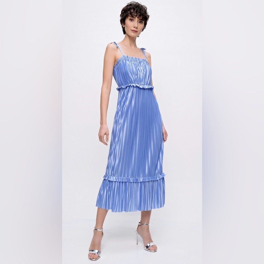 Miss Selfridge Blue Satin Midi Sleeveless Dress